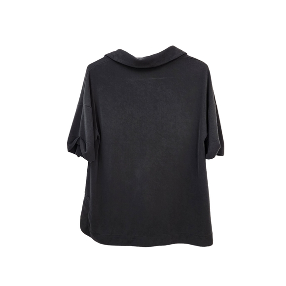 Cozy Earth Women's Cuffed Short Sleeve V-Neck Collared Shirt - XS - Picture 4 of 5